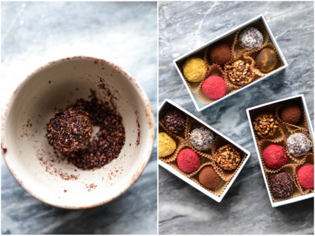Edible gifts - date truffles in colourful coating - A tasty love story